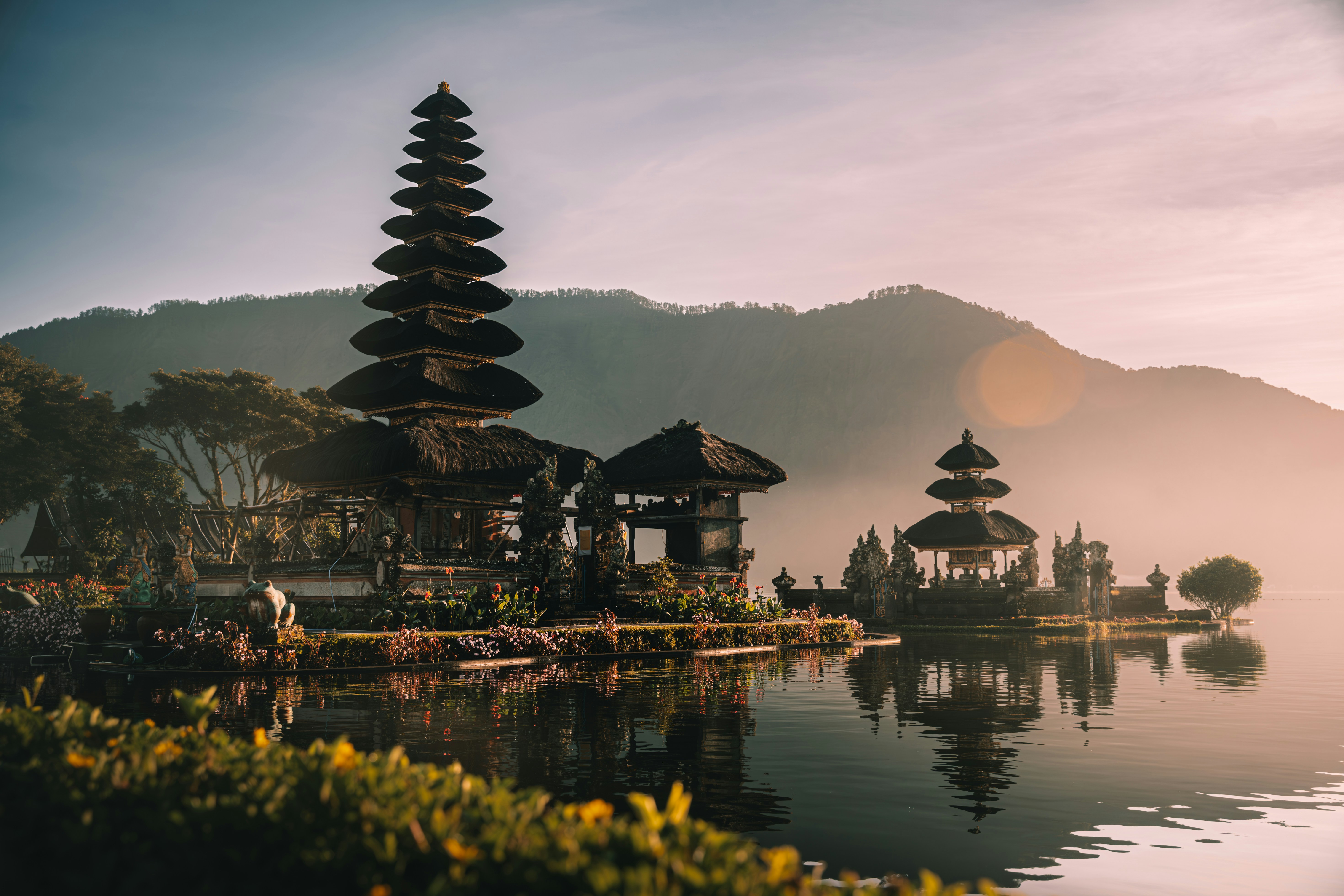 Cinematic Bali sunset panoramic view